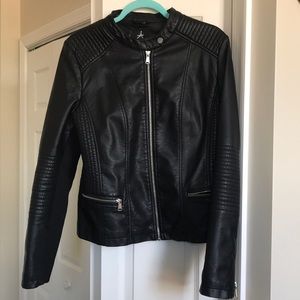 Black faux leather Moto-jacket
